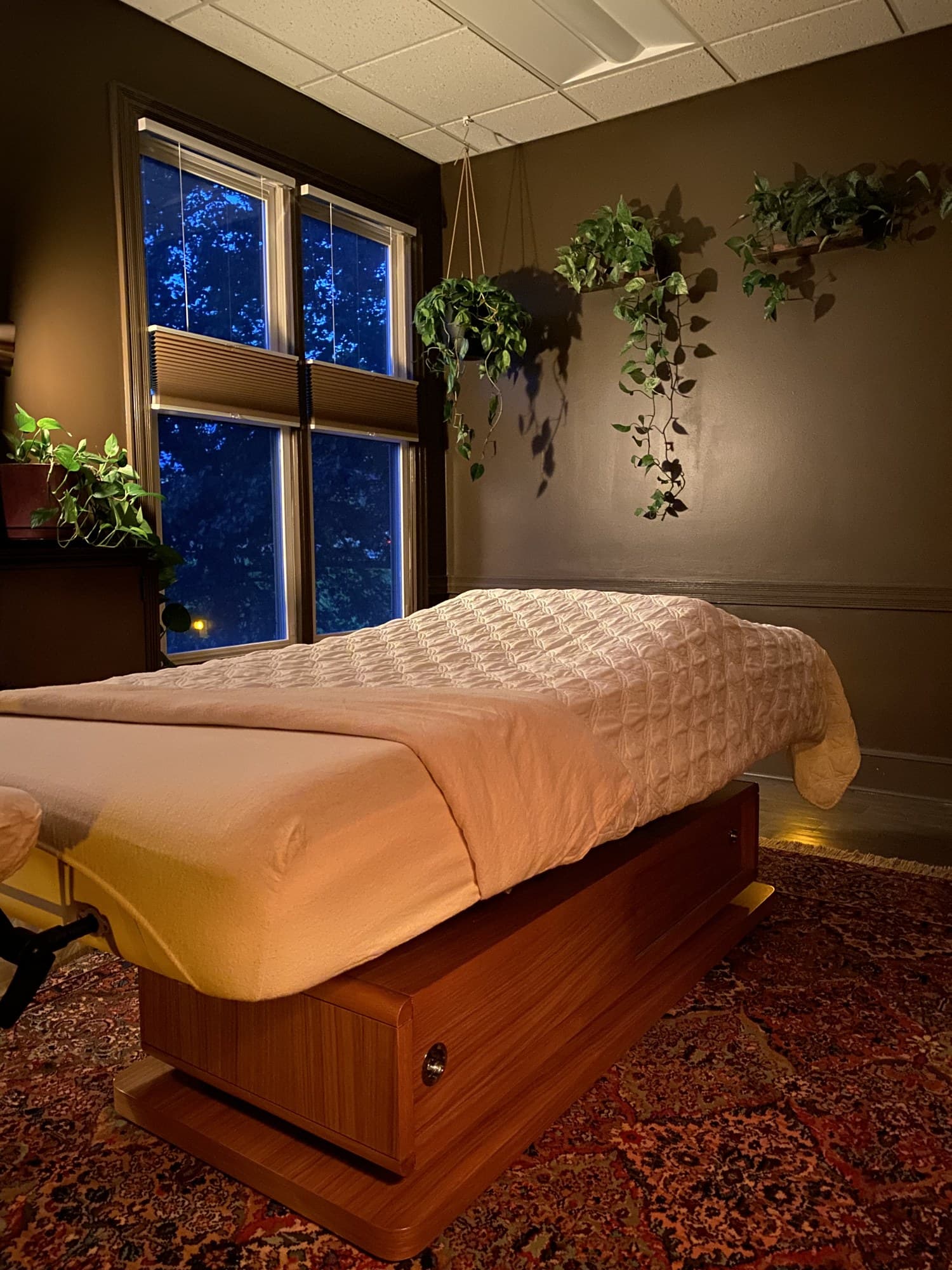 Treatment room at AJ Heeren, LMBT in Asheville, NC
